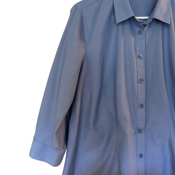 Coldwater Creek Women’s No Iron Blue Cotton Long Sleeve Button Blouse Size XL/16 - Picture 6 of 11